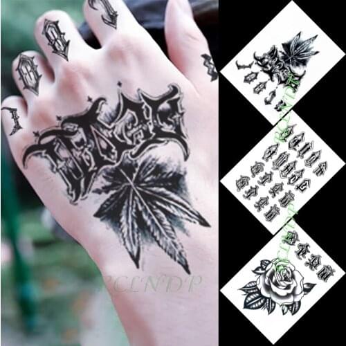 Waterproof Temporary Tattoo Sticker Leaf Flower Alphabet Pattern Stickers In Hand Flash Tattoo Fake Tattoo for Men Women 3 Pcs