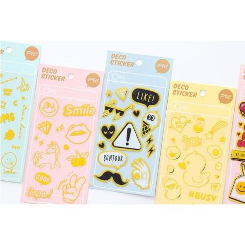 5pcs Cartoon Stickers DIY Diary Scrapbook Notebook Album Cup Phone Decor Sticker Stationery School Supplies