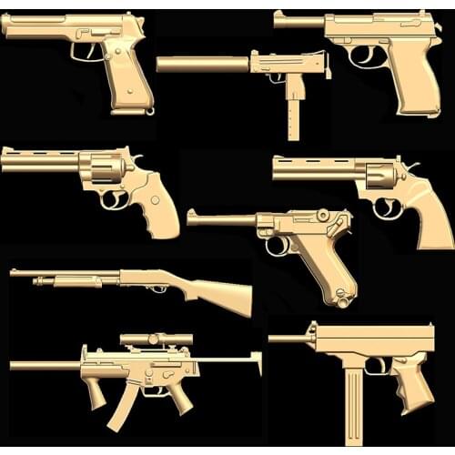 9pcs set STL Model Machine Gun 3D Model for CNC Router Aspire Artcam 3D Printer