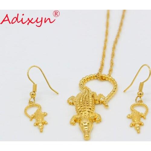 Adixyn Crocodile PNG Pendant/Necklaces/Earrings Gold Color Trinidad & Tobago Jewelery Gifts N09056