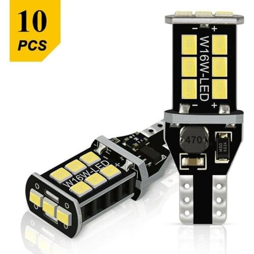 AUXITO 10Pcs 1000Lm W16W T15 LED Canbus No Error Free LED Backup Lights 921 912 W16W LED Bulbs Car Reversing Lamp Xenon White
