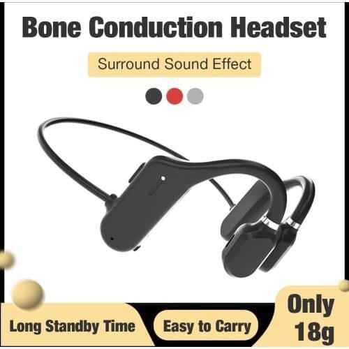 Bluetooth 5.0 Wireless Headset Bone Conduction Headphones IPX6 Waterproof Sport Earphone Light Weight Open Ear Hook Headset