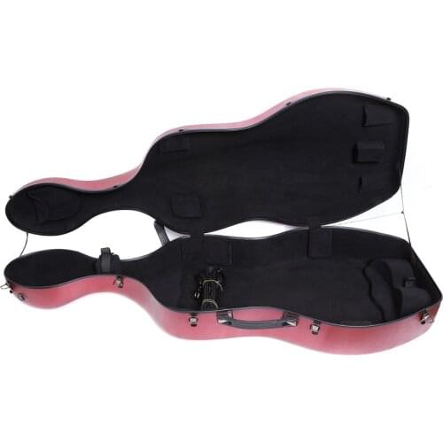 Yinfente 4/4 Cello Case Carbon fiber Cello Box Dark Red Cello Case Light Strong 4.3kg Carry Cello
