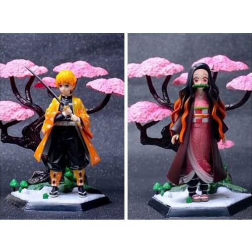 Demon Slayer: Kimetsu no Yaiba Kamado Nezuko Agatsuma Zenitsu Anime PVC Action Figure Collection Model Toys Doll lelakaya 19cm