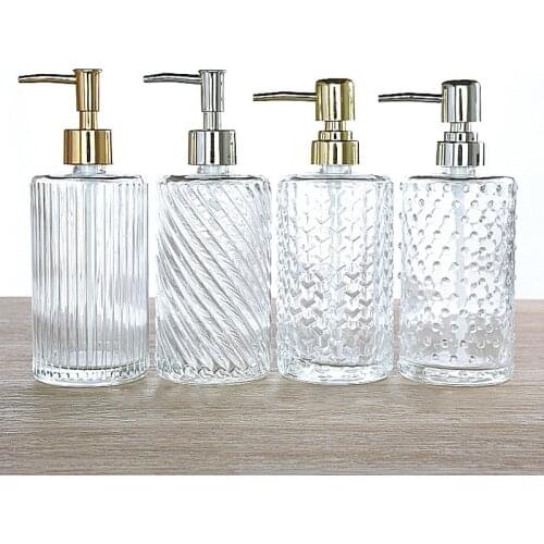 Portable 400ml Glass Soap Dispenser Bottle Liquid Soap Shower Gel Hand Sanitizer Shampoo Bottles Manual Press Soap Dispense Pump