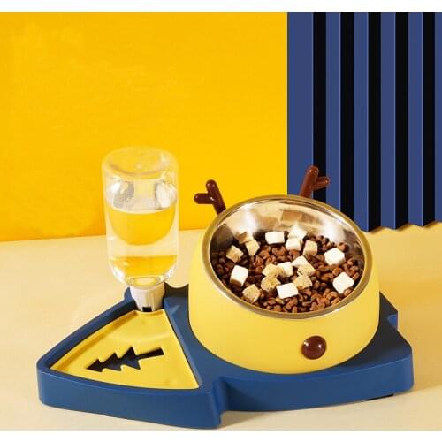 Cat Bowl Double Water Drinking Container Feeder Non-slip Stainless Steel Pet Food Dispenser For Dogs Cats Christmas Pet Products