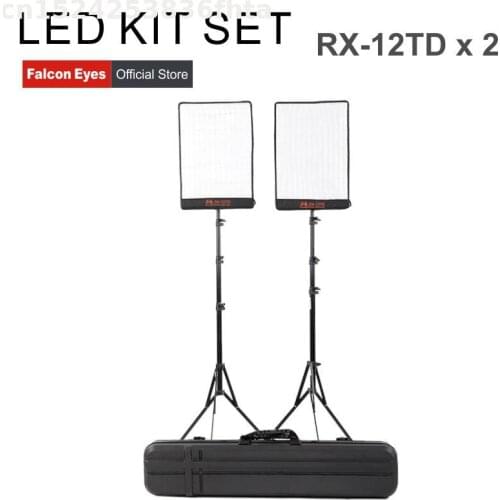 Falcon Eyes 50W For Video dslr Studio Fotografia Bi-Color LED Photography Light Portable Continuous Lighting RX-12TD Kit Set