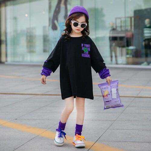 4-16 T Girls' T-shirt 2021 New Spring Clothes Children Korean Style Print Baby Fake Two Pieces Loose Tops Fashion High Quality