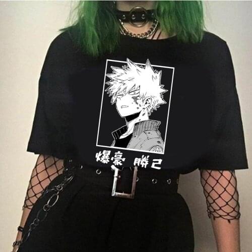 Harajuku My Hero Academia Unisex T-shirt Japanese Anime Bakugou Katsuki Printed Mens Tees Streetwear Casual Tops