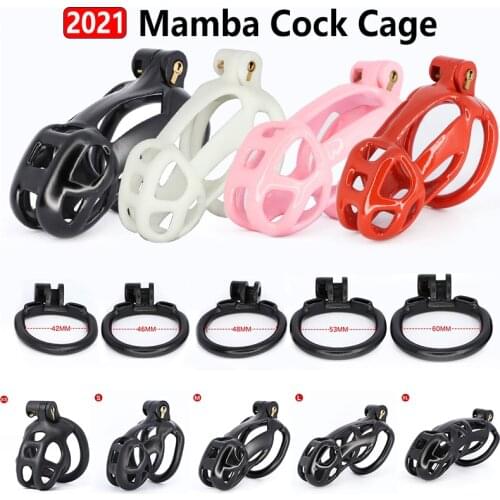 2021 Mamba Cock Cage Male Chastity Device Kit Penis Ring Cover Cock Ring Cobra Cock Cages Lock Standard Cage Sex Toys