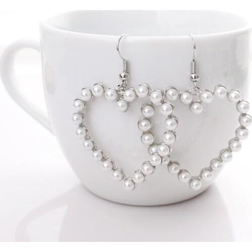 Fashion Vintage Elegance pearl earring Ladies big Heart-Shaped crystal Earrings Jewelry for female free shipping