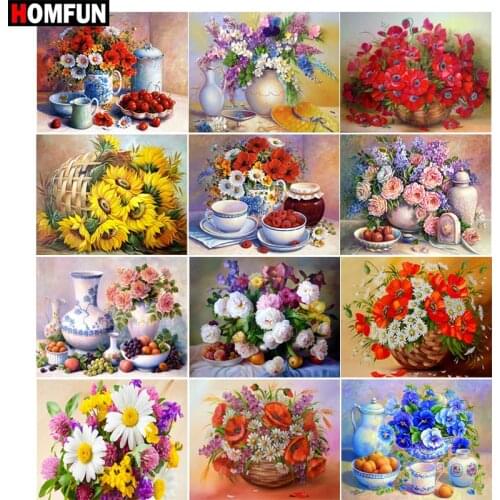 HOMFUN Full Square/Round Drill 5D DIY Diamond Painting "Colored flower" 3D Embroidery Cross Stitch 5D Home Decor Gift BK01