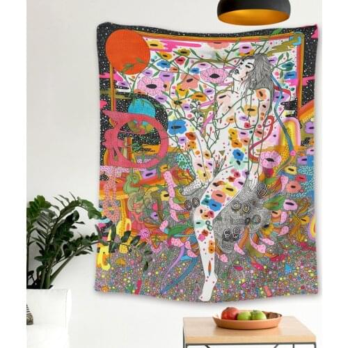 Cilected Flower Tapestry Wall Hanging Sexy Woman Skull Tapestry Wall Decoration Lovers Bedside Hanging Cloth Bedroom Decoration