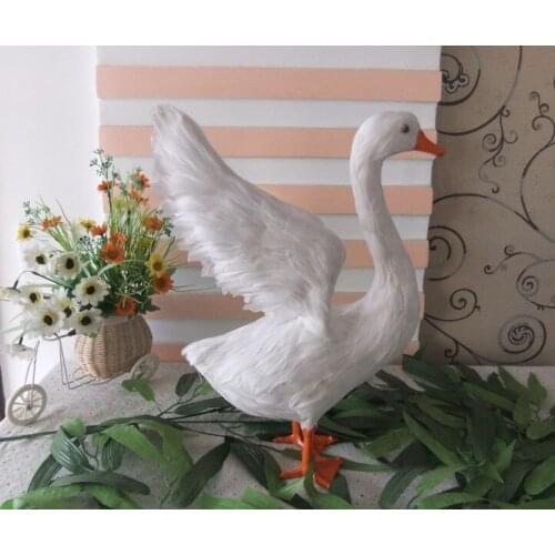 New simulation swan toy plastic and feathers wings white Swan props gift about 38x14x31cm 2416