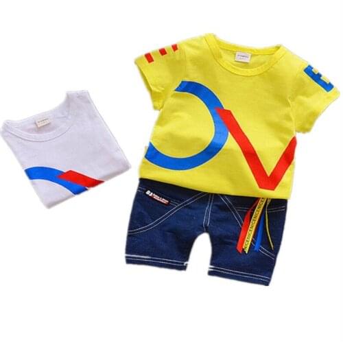 2020 New Fashion Baby Suit Boys Girl Clothes Cotton Infant Letter Printing Kid Outfits T Shirts Pants 2pcs/Set Children Clothing