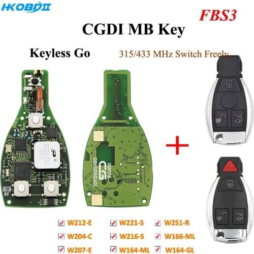 Original CG CGDI MB BE KEY V1.2 For Benz Till FBS3 315MHZ/433MHZ Get 1 Free Token CGDI MB With Smart Key Shell 3/4 Button Logo