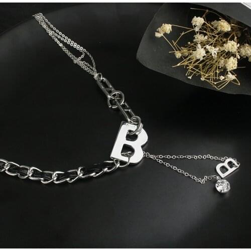 Initial Necklace Stainless Steel A-Z26 Letter Necklace Gold Silver Color LetterNameChokerNecklaceMultilayerNecklaceJewelryGift