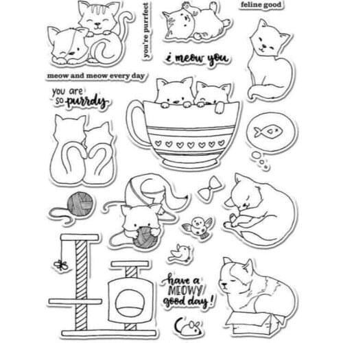 Cat Transparent Clear Silicone Stamp Seal for DIY scrapbooking photo album Decorative clear stamps A095
