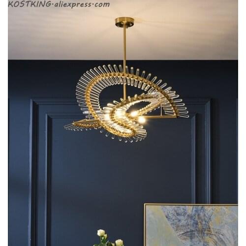 Postmodern luxury LED Crystal Chandelier Nordic creative living room hanging lights Hotel decor lamps restaurant round lighting