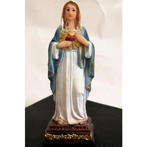 The virgin touched the holy heart of Mary statue Swing prayer cart Holy objects of Jesus Christ figure creative sculpture