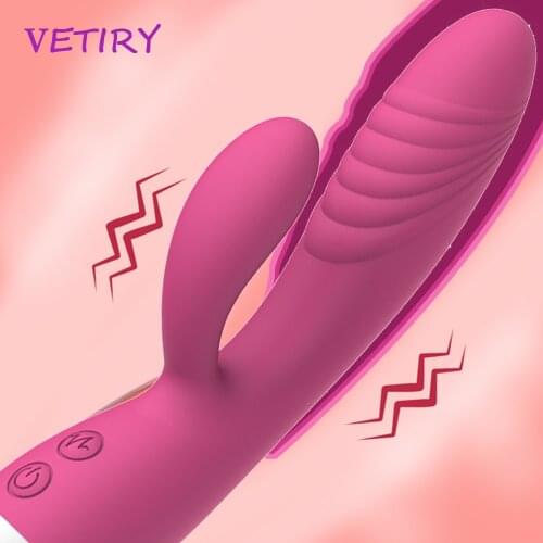 VETIRY 10 Speed Rabbit Dildo Vibrator Dual Motors Clitoris Vagina Stimulation G-spot Massager Sex Toys for Women Masturbation