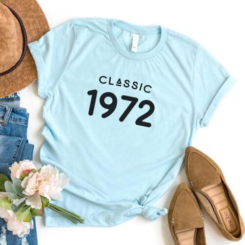 Vintage 1972 T-Shirt Women 49 Years Old 49th Birthday Gift Girls Mom Wife Daughter Party Top Tshirt Cotton Streetwear Tee Shirt