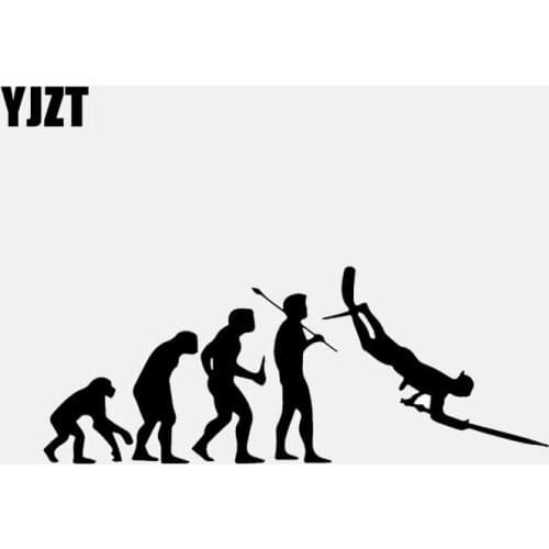 YJZT 17.5CM*6.8CM Vinyl Decal Car Sticker Evolution Spearfishing Spear Fish Scuba Dive Diving Fishing Black/Silver C24-0950
