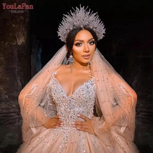 YouLaPan HP399 Luxurious Wedding Crown Crystal Bridal Hairbands Tiara Wedding Accessories Jewelry Set Handmade Pearl Headwear