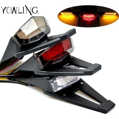 YOWLING Motorcycle Enduro Trial Bike Fender 12 LED Brake Stop Rear Tail Light Motorbike Taillights Scooter Warning Signal Light
