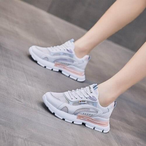 Womens Shoes Summer 2021 Breathable Mesh Sports Shoes Women Casual Shoes Fashion Platform Sneakers Women Lace Up Flats