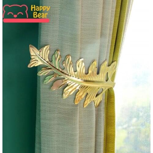 1 pair home Copper Art Curtain Tieback Leaf Shape Curtains Decorative Accessories Home Curtain Accessories for Window