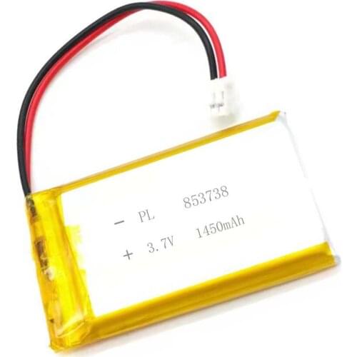 2/5/20/200/1000/10000pcs 3.7V 1450mAh 853738 Li Lithium Polymer ion Battery with 2.0mm JST