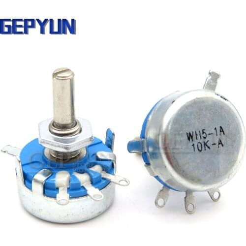 2pcs WH5-1A 1k 2k 10k 47k 470r 100k 470k 220k 22k 1m ohm Gepyun Terminals Round Shaft Rotary Taper Carbon Potentiometer WH5
