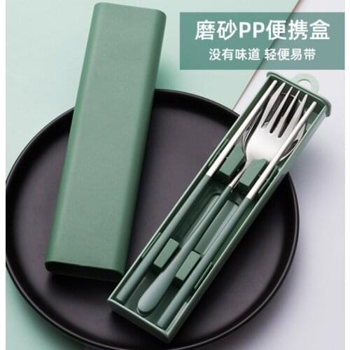 304 stainless steel tableware, forks, spoons, chopsticks, 3 sets of student pull-out portable tableware
