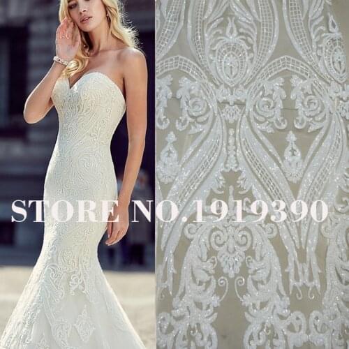 African Lace Fabric 2020 white High Quality Lace with Sequin, nigerian Net lace fabrics for Dress french cord lace fabric M1059