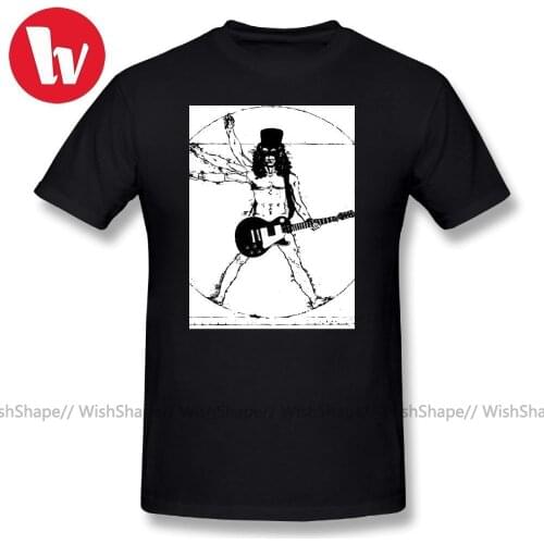 Axl Rose T Shirts Slash With Guitar 100 Cotton T-Shirt Men Print Wholesale Funny T Shirt 5XL 6XL Mens Short Sleeve Tee Shirt