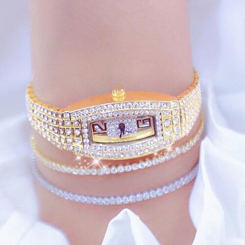 Diamond Women Watches Luxury Brand Crystal Rose Gold Female Wristwatches Small Dial Square Ladies Watches Montre Femme 2021