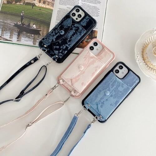 Crossbody Wallet PU Leather Case for iPhone 12 11 Pro Max Removable Card Holder Phone Case for iPhone Xs Max XR X 8 7 Plus