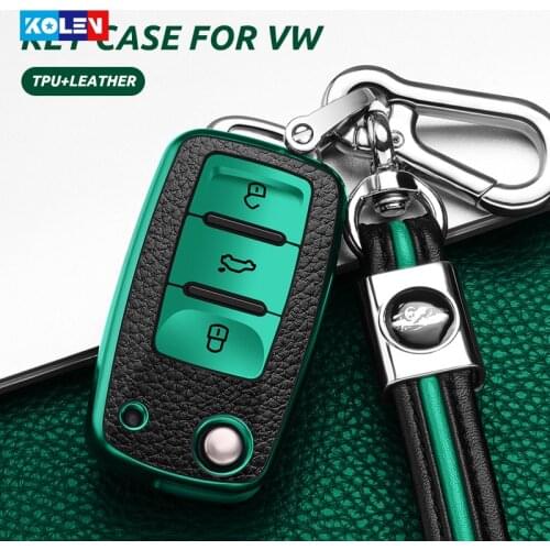 Leather+TPU All-Inclusive Car Key Full Cover Case For Volkswagen VW Polo Tiguan Passat B5 B6 B7 Golf EOS Scirocco Jetta MK6 Bora