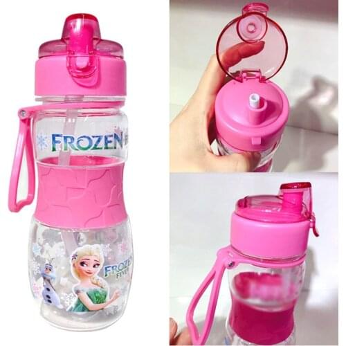 400ML Disney Kids Water Spiderman Sippy Cup Creative Cartoon Frozen Cars Baby Feeding Cups with Straws Outdoor Portable Bottles