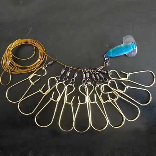 10pcs fish locks/kit Buckle fishing accessories Stainless Steel Chain Stringer With Float Live Fish Lock belt