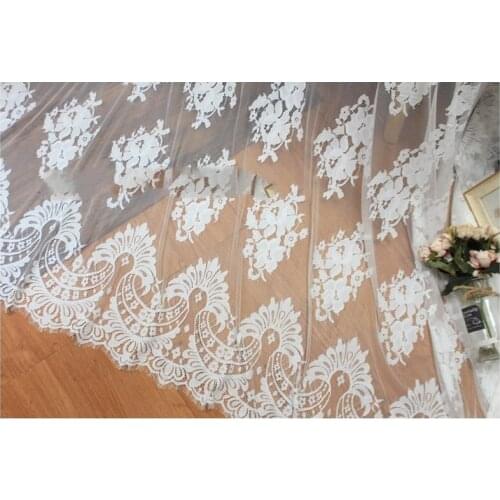 GLace 3M/Lot 100% Polyester Fabric for Dress Black and White Eyelash Lace Fabric DIY Material Clothing Decoartion TX592