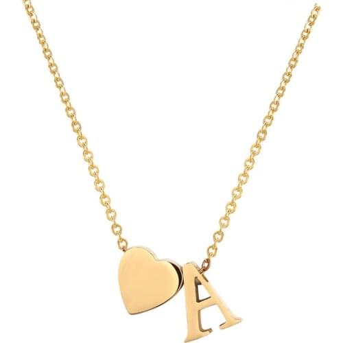 Classic Design Beautiful Stainless Steel Love Heart Initial Letter Name Choker Necklace For Women Pendant Jewelry