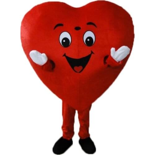 Red Heart of Adult Mascot Costume Adult Size Fancy Heart Mascot Costume free shipping