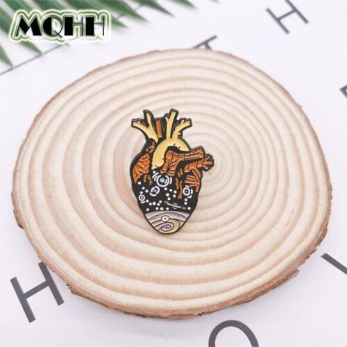 Creative Skeleton Organs Heart Cosmos Starry Moon Enamel Brooch Alloy Badge Denim Clothes Bag Pin Cartoon Punk Jewelry Gift
