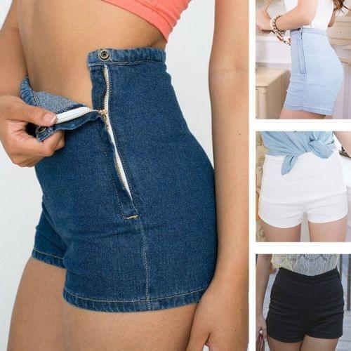 Summer Women Slim High Waist Jeans Denim Tap Short Hot ShortsTight A Side Button