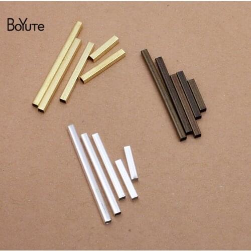 BoYuTe (500 Pieces/Lot) 10-15-20-25-30MM Length Metal Brass Square Tube Materials DIY Hand Made Jewelry Accessories