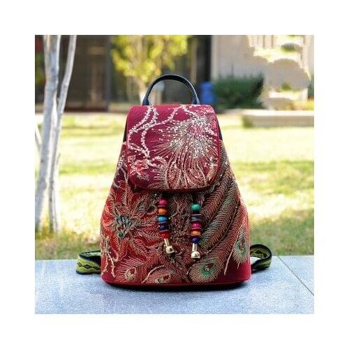 Fashion national embroidery women shopping backpacks!Hot animal embroidered lady casual cover backrack All-match canvas backruck