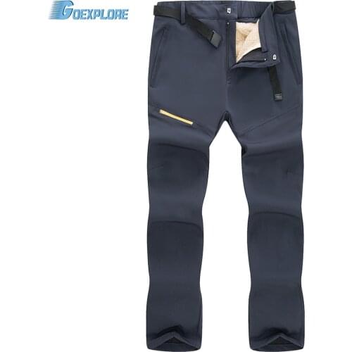 Goexplore Men Ski Pant Outdoor Sport Pants Hiking Camping Trekking Windproof Climb Softshell Warm Thicken Waterproof Pants Male