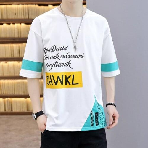 2021 NEW Summer Men Casual Round Neck Personality Student Nnational Trend Short-Sleeved T-Shirt Street Boy Free Shipping